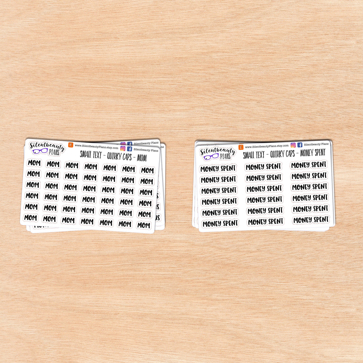 Tiny Text - M - Words & Phrases - Quirky Caps - Script Stickers