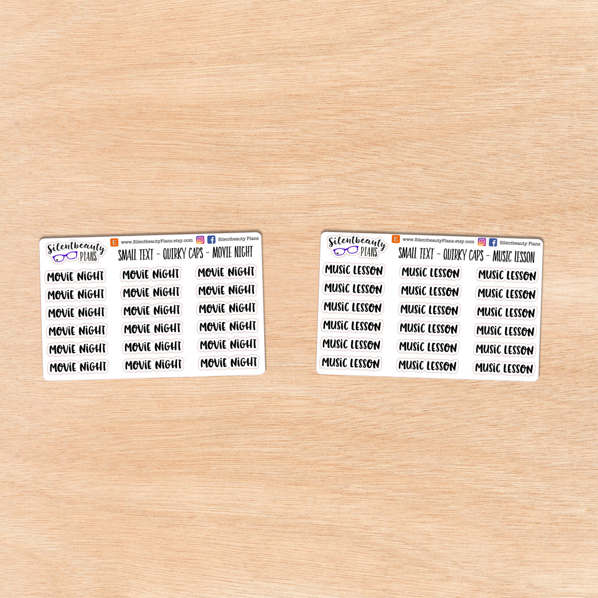 Tiny Text - M - Words & Phrases - Quirky Caps - Script Stickers