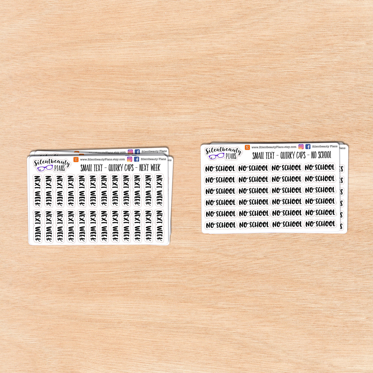 Tiny Text - N - O - Words & Phrases - Quirky Caps - Script Stickers