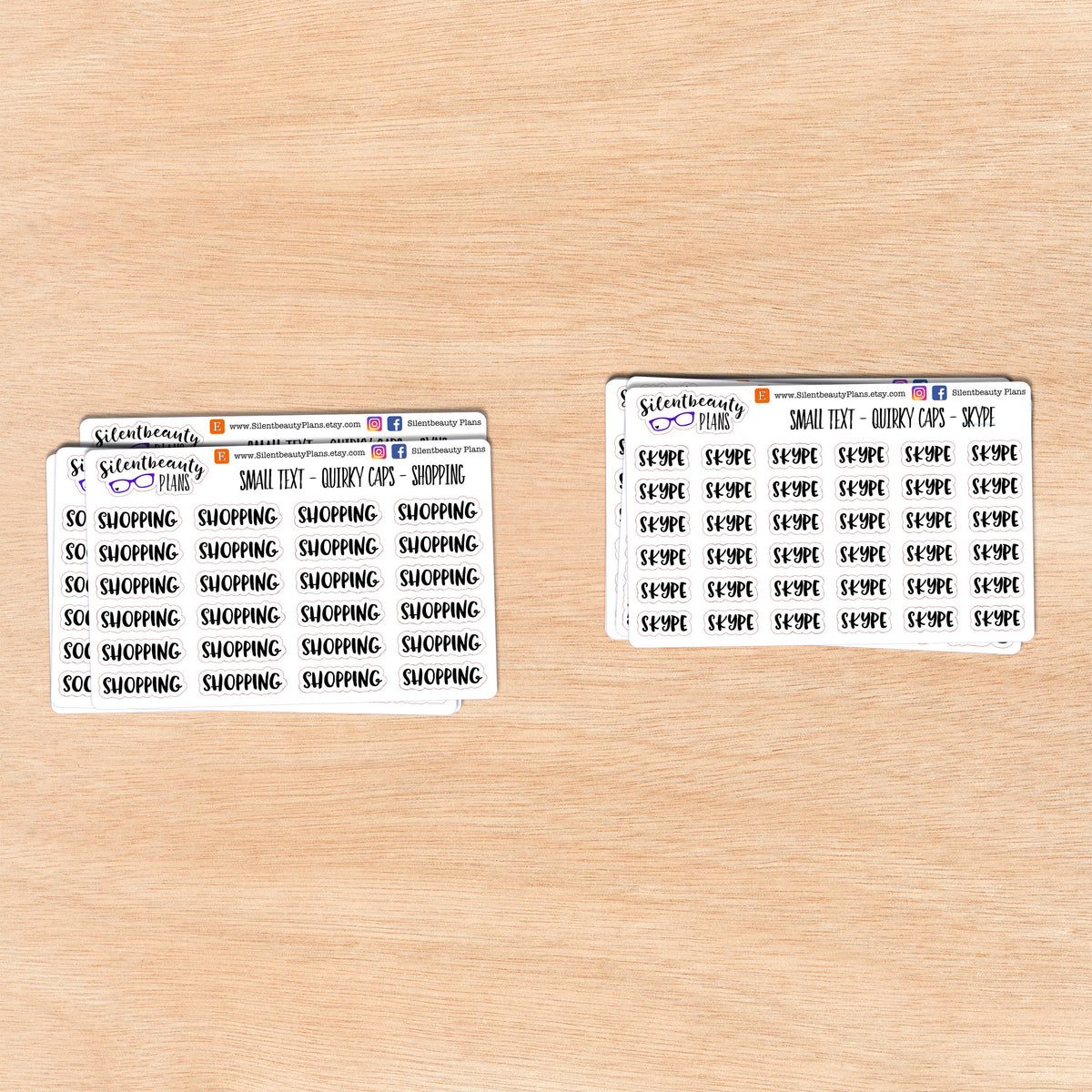Tiny Text - R - S - Words & Phrases - Quirky Caps - Script Stickers