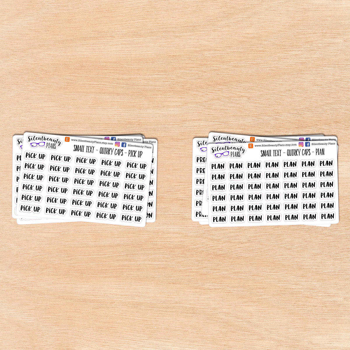 Tiny Text - P - Words & Phrases - Quirky Caps - Script Stickers