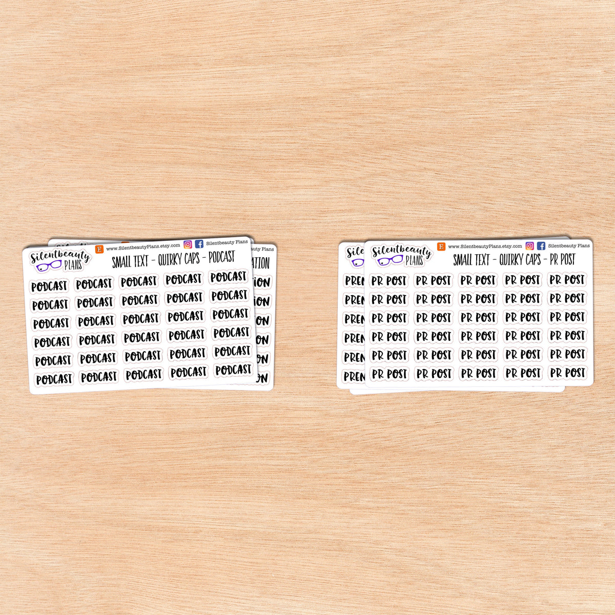 Tiny Text - P - Words & Phrases - Quirky Caps - Script Stickers