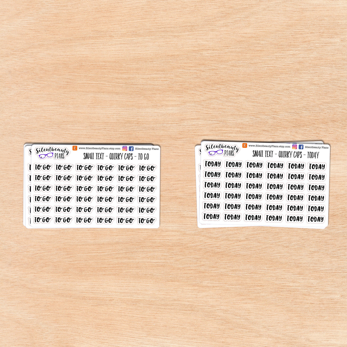 Tiny Text - T - Words & Phrases - Quirky Caps - Script Stickers