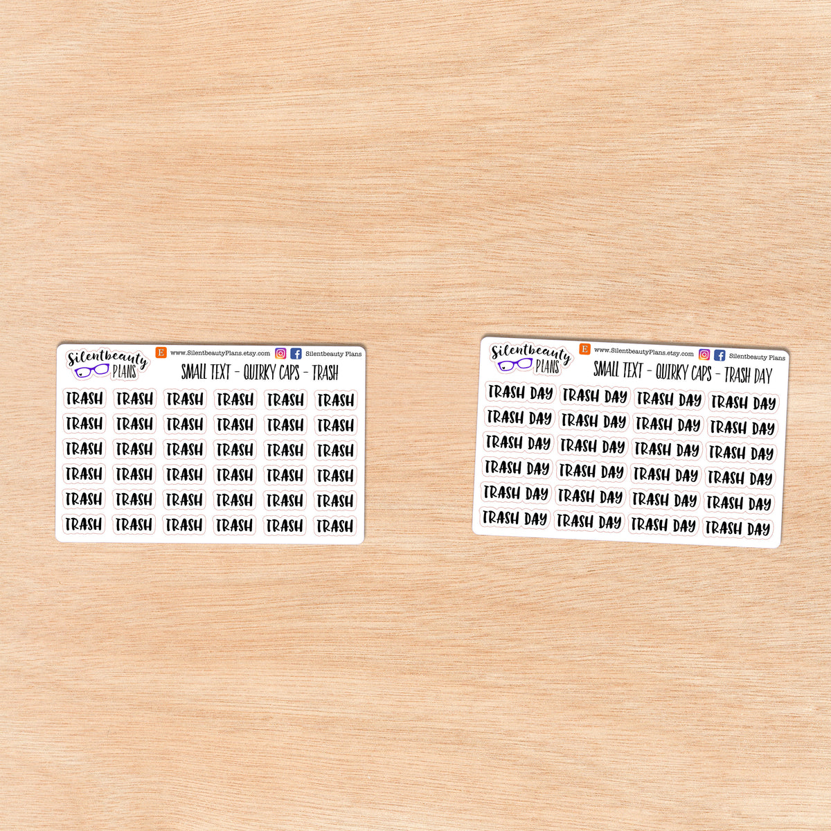 Tiny Text - T - Words & Phrases - Quirky Caps - Script Stickers
