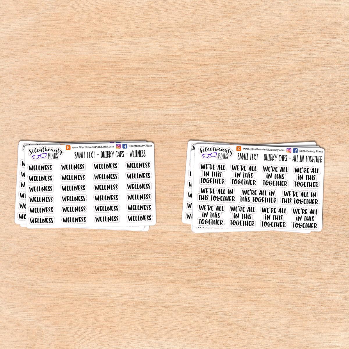 Tiny Text - U - V - W - Z - Words & Phrases - Quirky Caps - Script Stickers