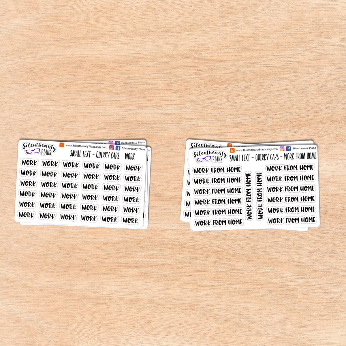 Tiny Text - U - V - W - Z - Words & Phrases - Quirky Caps - Script Stickers