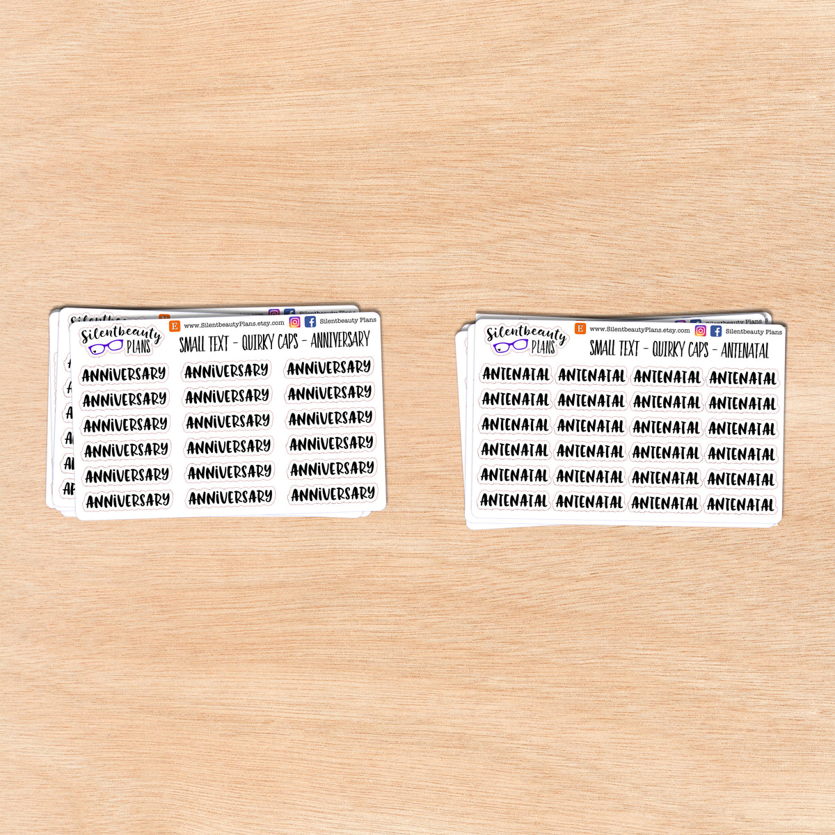 Tiny Text - A - B - Words & Phrases - Quirky Caps - Script Stickers