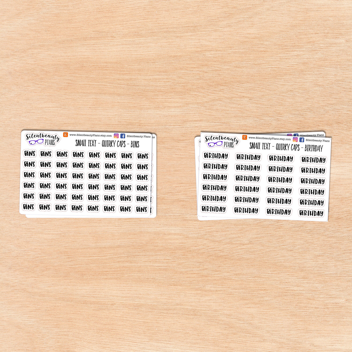 Tiny Text - A - B - Words & Phrases - Quirky Caps - Script Stickers