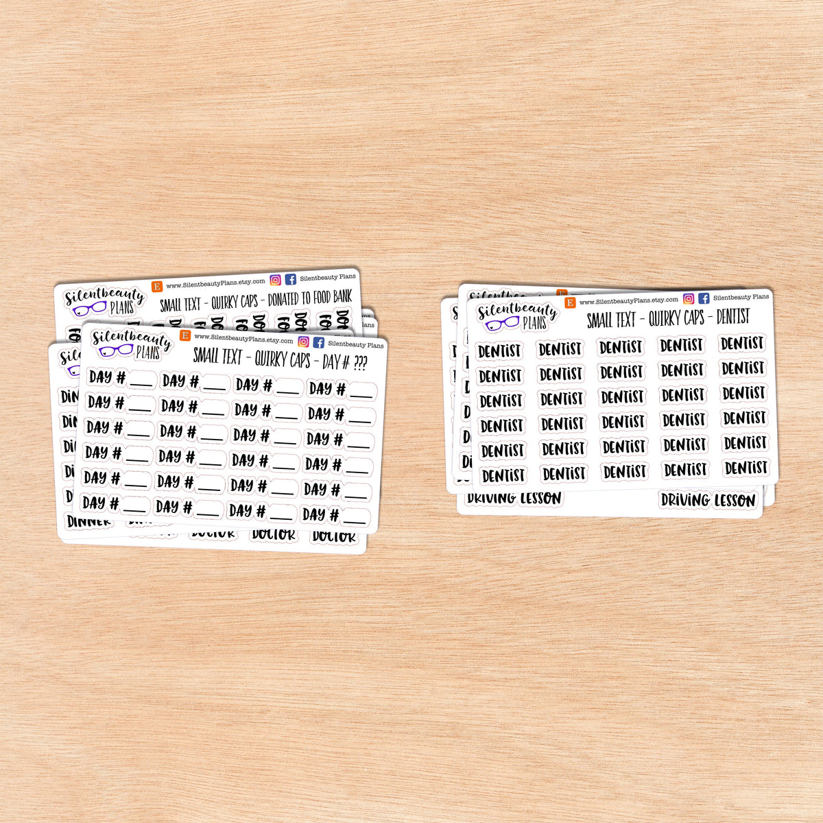 Tiny Text - D - Words & Phrases - Quirky Caps - Script Stickers