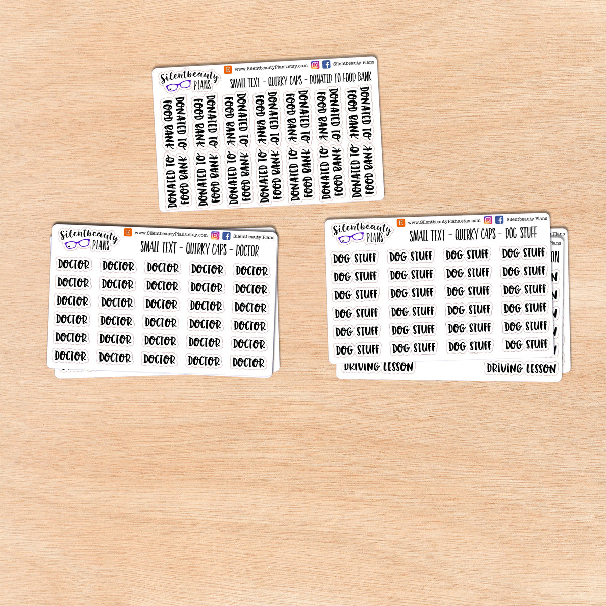 Tiny Text - D - Words & Phrases - Quirky Caps - Script Stickers