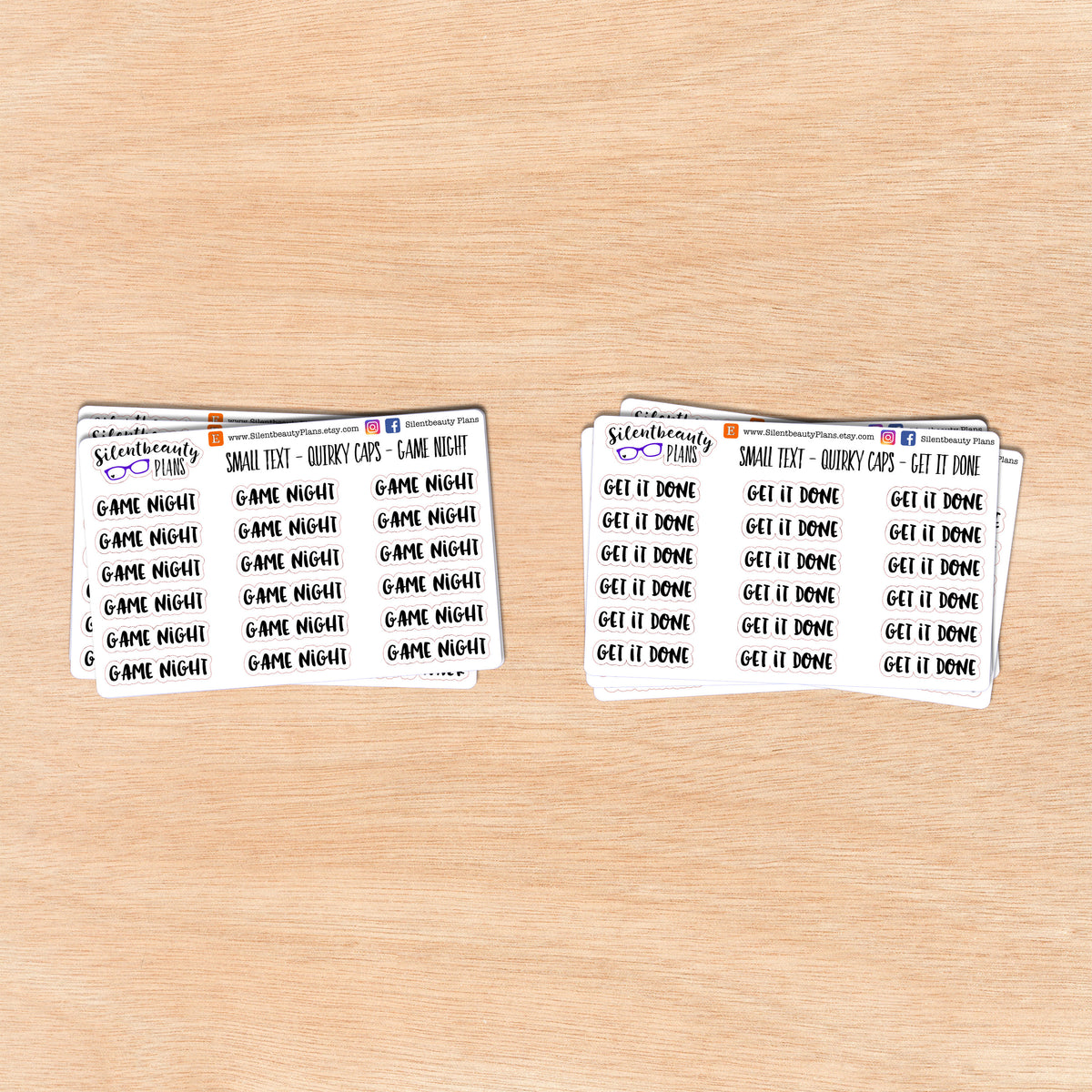 Tiny Text - G - Words & Phrases - Quirky Caps - Script Stickers
