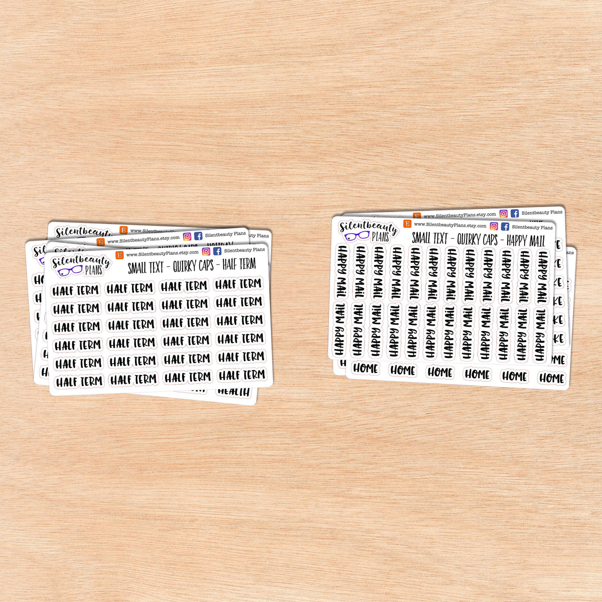 Tiny Text - H - Words & Phrases  - Quirky Caps - Script Stickers