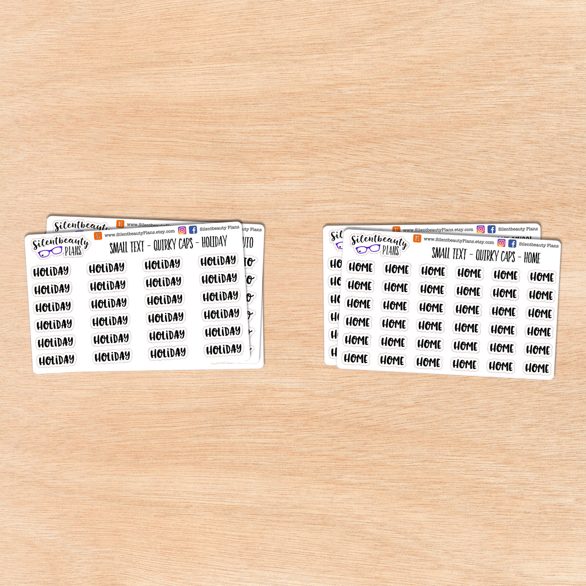Tiny Text - H - Words & Phrases  - Quirky Caps - Script Stickers