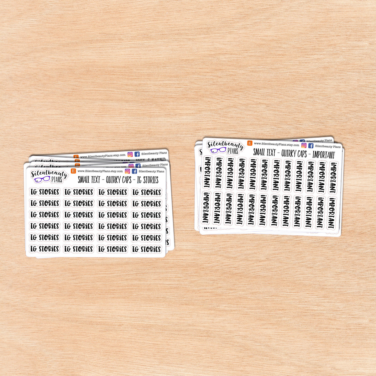 Tiny Text - I - J - K - Words & Phrases - Quirky Caps - Script Stickers