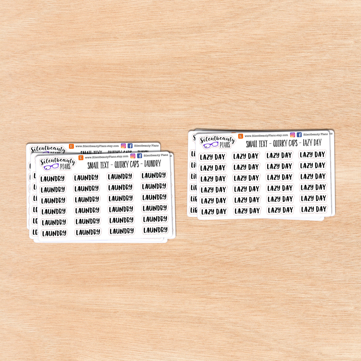 Tiny Text - L - Words & Phrases  - Quirky Caps - Script Stickers