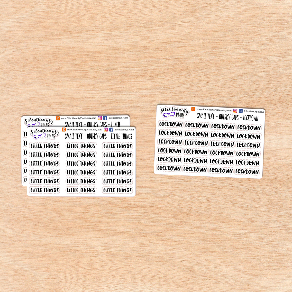Tiny Text - L - Words & Phrases  - Quirky Caps - Script Stickers