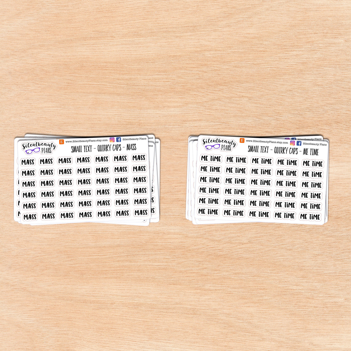 Tiny Text - M - Words & Phrases - Quirky Caps - Script Stickers