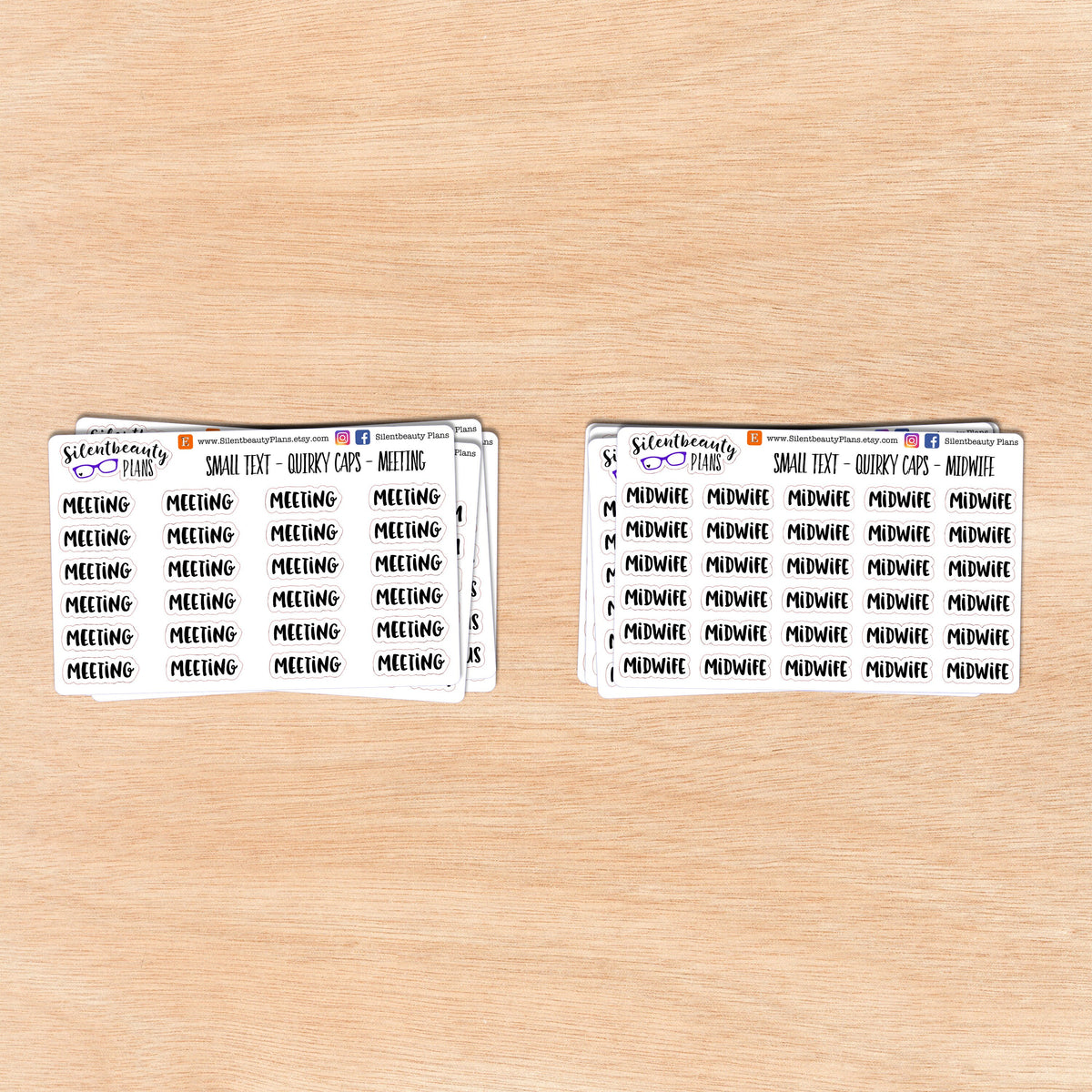 Tiny Text - M - Words & Phrases - Quirky Caps - Script Stickers