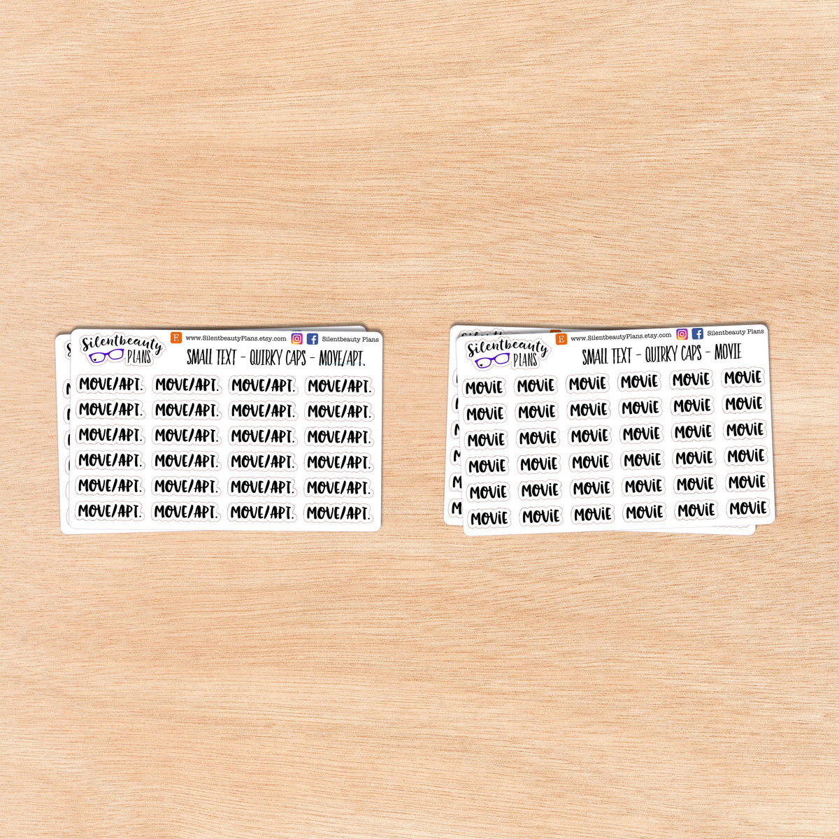 Tiny Text - M - Words & Phrases - Quirky Caps - Script Stickers
