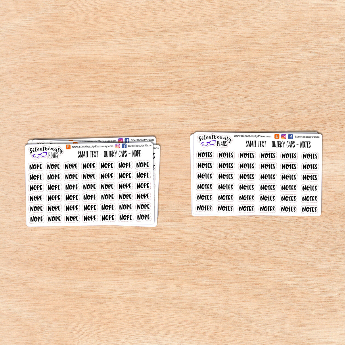 Tiny Text - N - O - Words & Phrases - Quirky Caps - Script Stickers