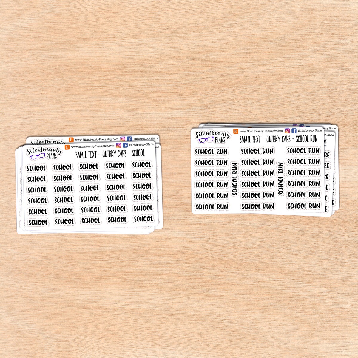 Tiny Text - R - S - Words & Phrases - Quirky Caps - Script Stickers