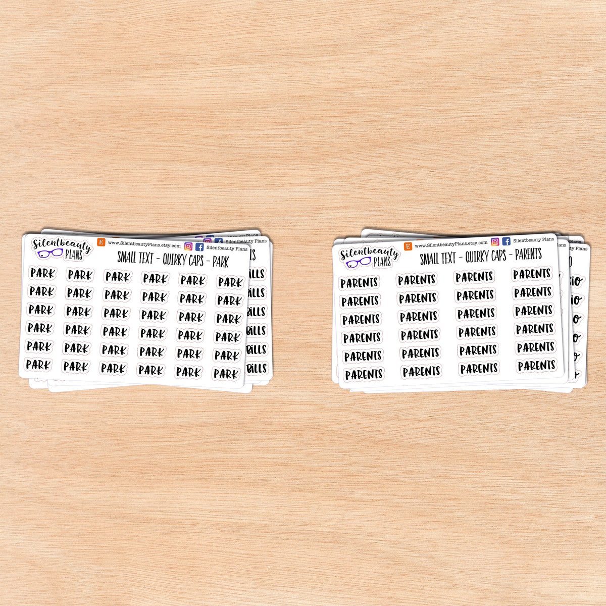 Tiny Text - P - Words & Phrases - Quirky Caps - Script Stickers