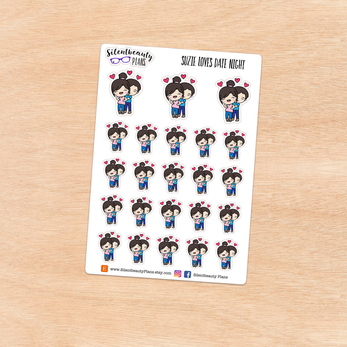 Suzie loves Date Night - Cute Girl Stickers