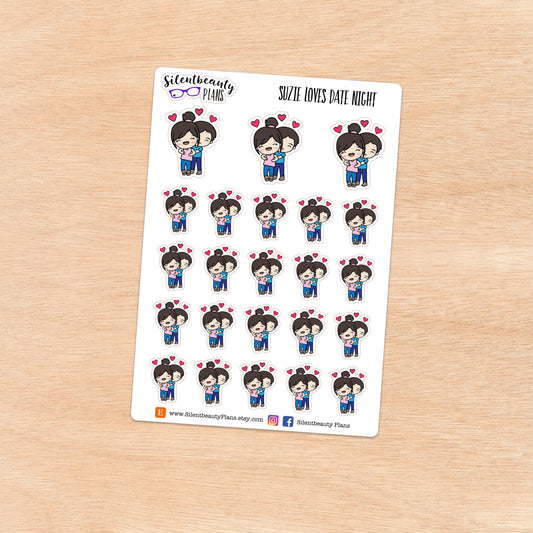 Suzie loves Date Night - Cute Girl Stickers
