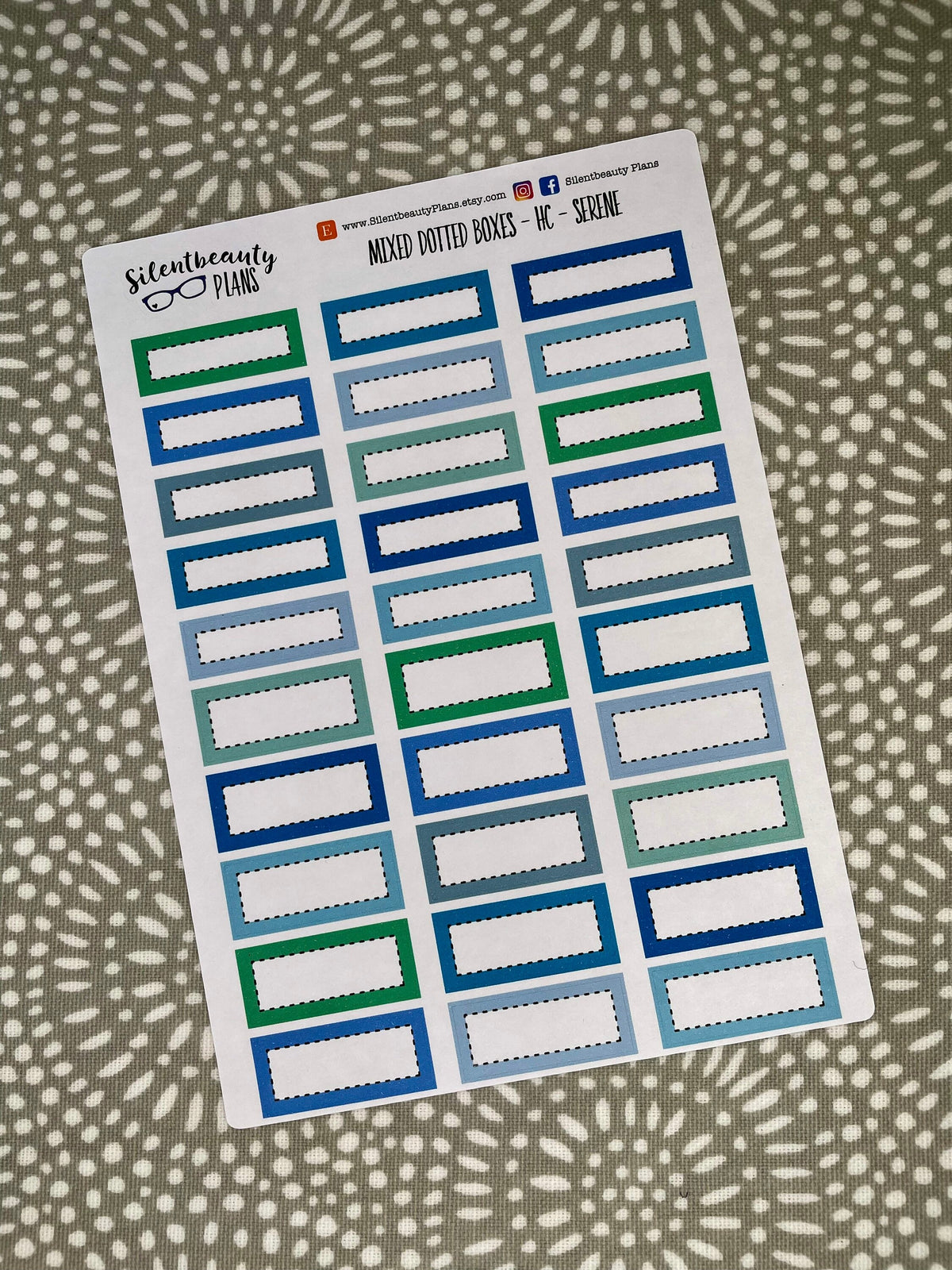 Serene Stitched 1/3 and 1/4 boxes | Hobonichi Cousin &  Standard Vertical, Happy Planner, Vertical, Planner Stickers, UK