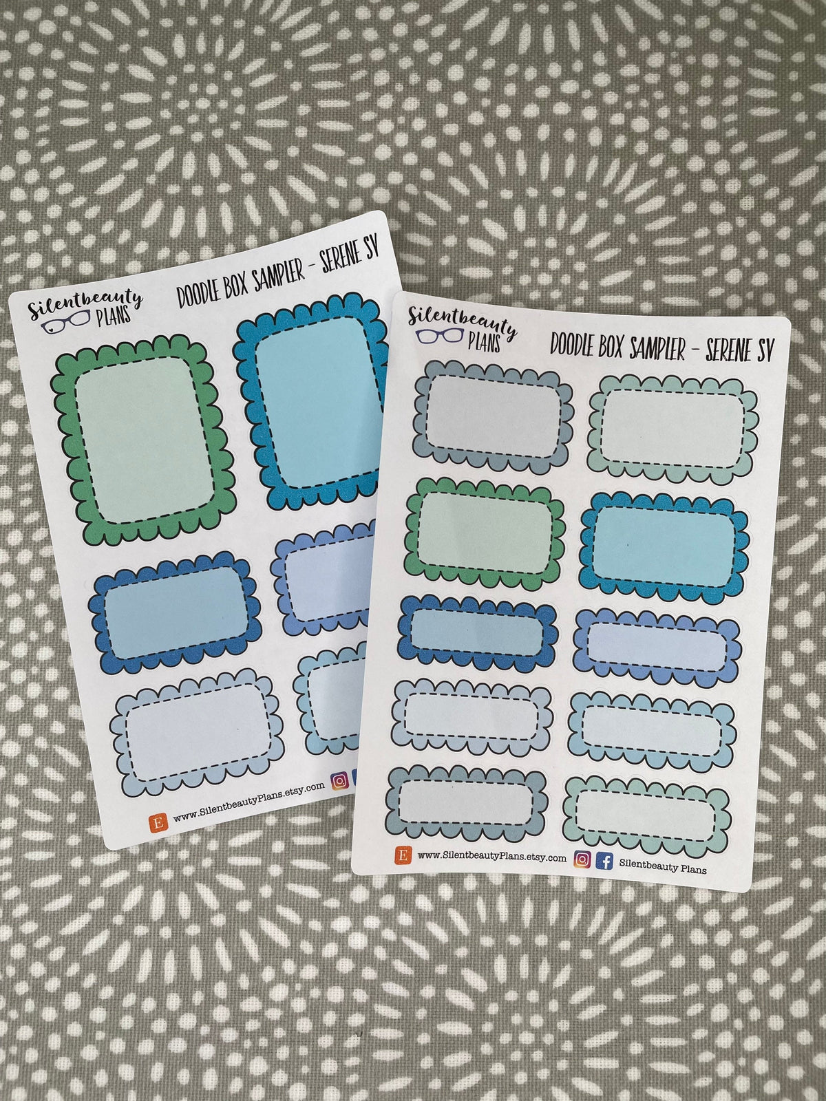 Serene Scalloped Mixed Boxes - 2 Planner Size Options | Hobonichi Cousin, Standard Vertical, Happy Planner, Vertical, Planner Stickers, UK