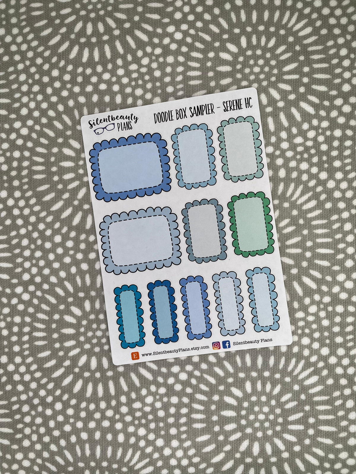 Serene Scalloped Mixed Boxes - 2 Planner Size Options | Hobonichi Cousin, Standard Vertical, Happy Planner, Vertical, Planner Stickers, UK