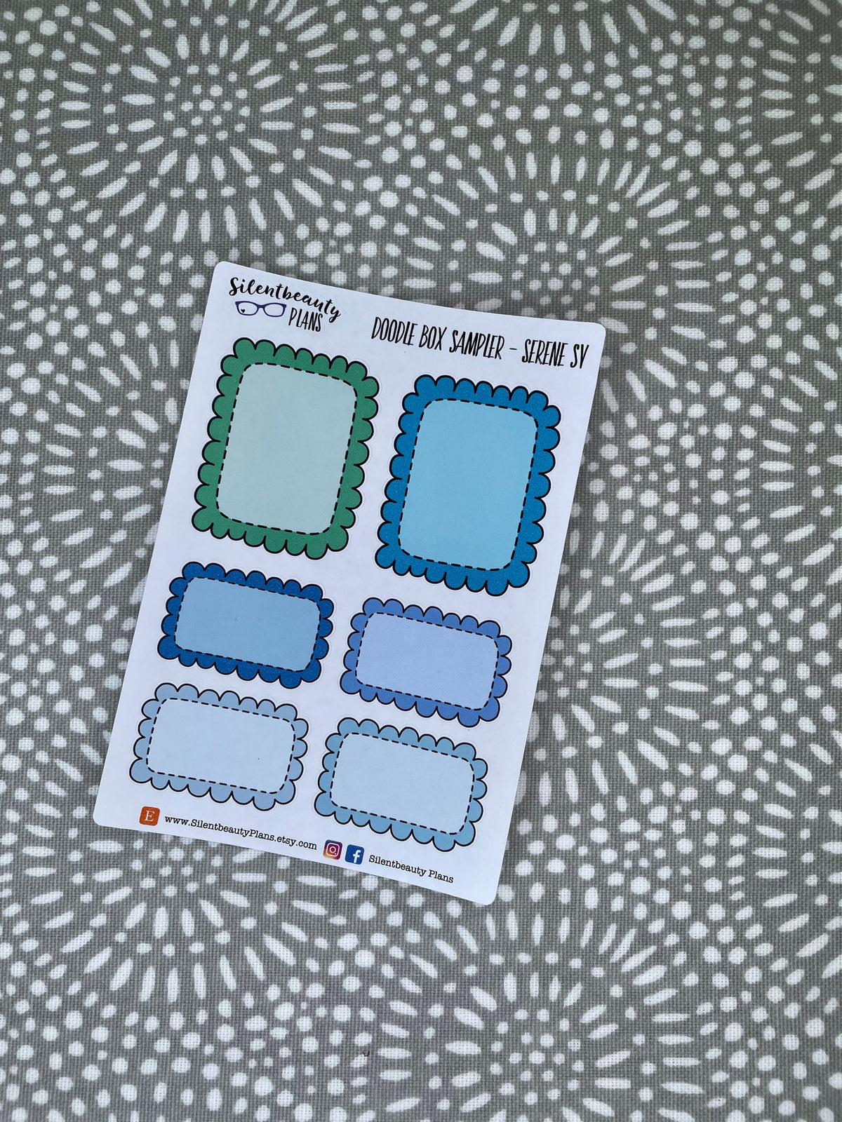 Serene Scalloped Mixed Boxes - 2 Planner Size Options | Hobonichi Cousin, Standard Vertical, Happy Planner, Vertical, Planner Stickers, UK
