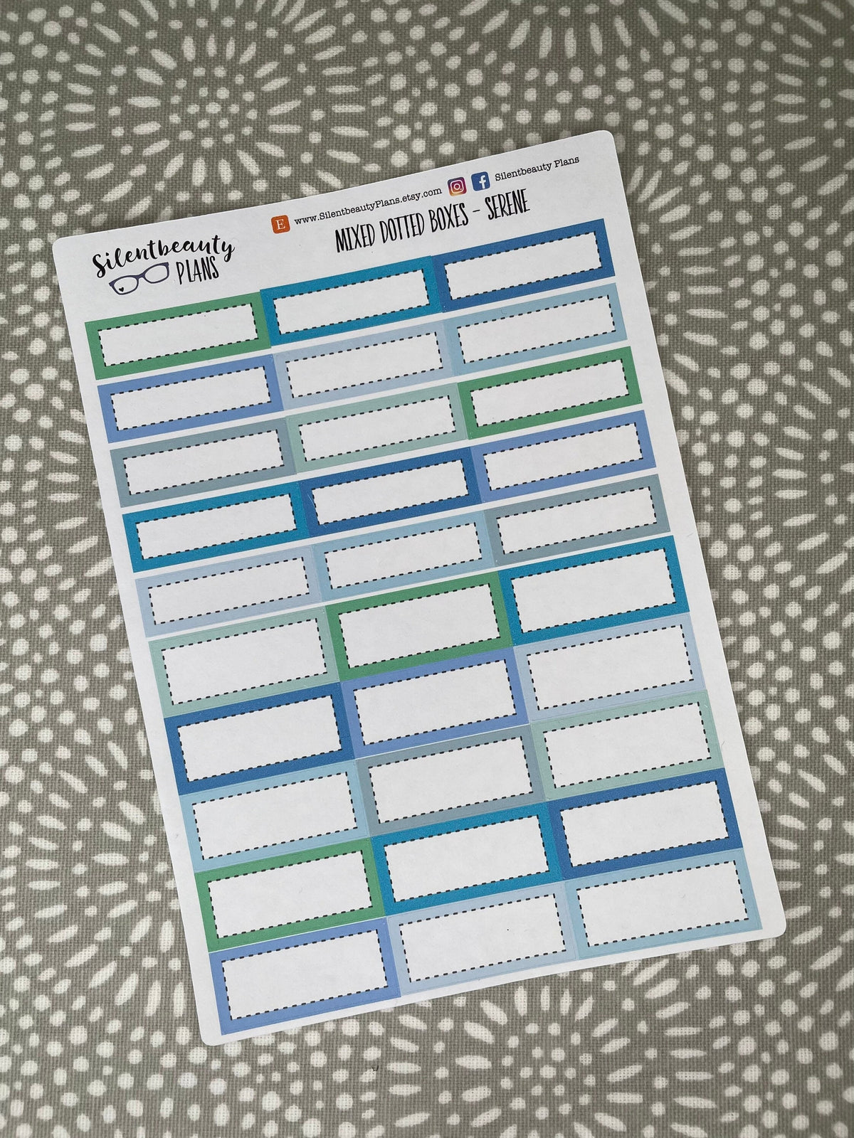 Serene Stitched 1/3 and 1/4 boxes | Hobonichi Cousin &  Standard Vertical, Happy Planner, Vertical, Planner Stickers, UK