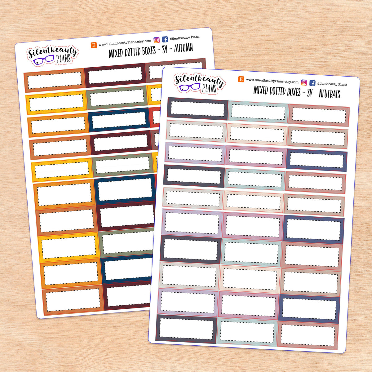 Stitched 1/3 and 1/4 boxes | 2 Sizes | 6 Colour Palettes