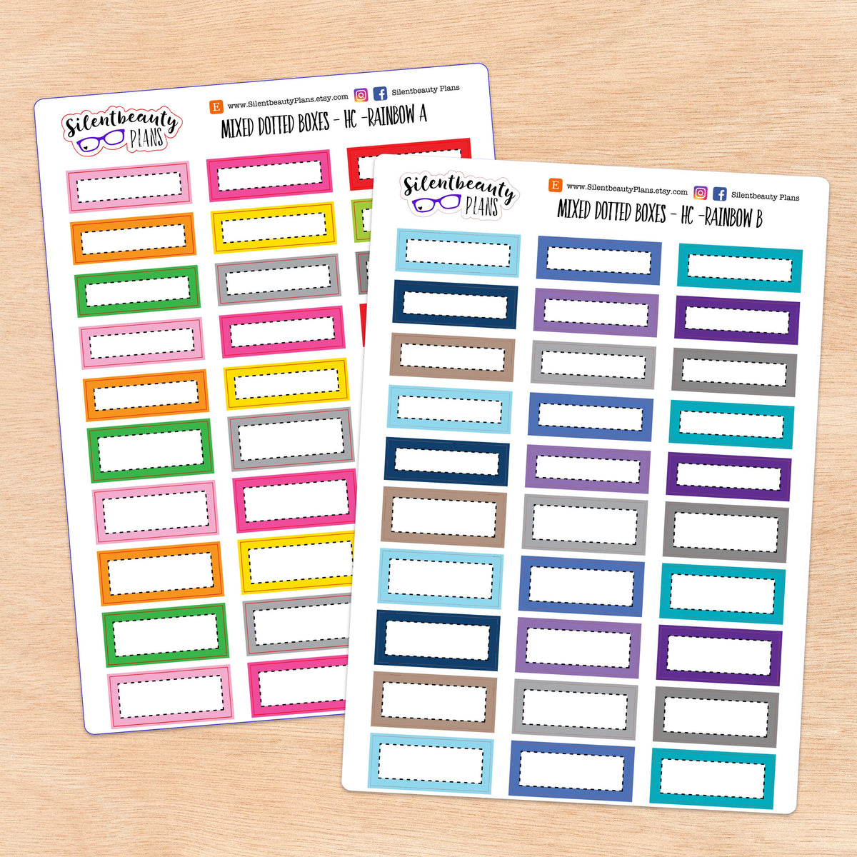 Stitched 1/3 and 1/4 boxes | 2 Sizes | 6 Colour Palettes