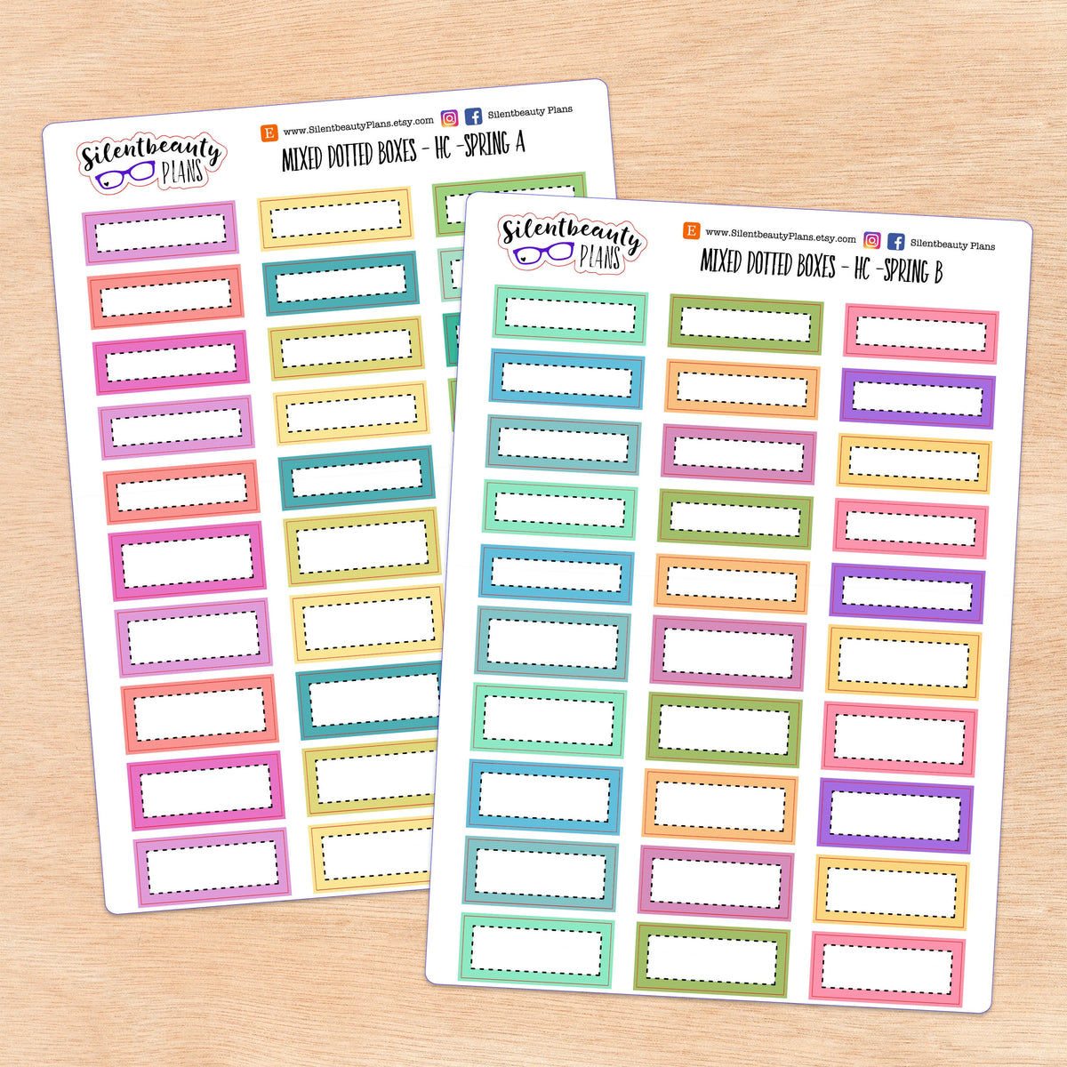 Stitched 1/3 and 1/4 boxes | 2 Sizes | 6 Colour Palettes