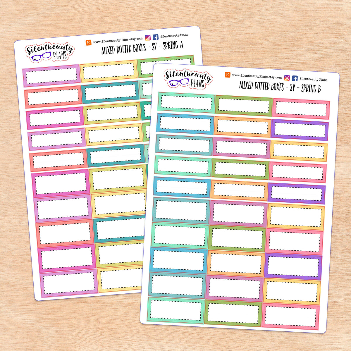 Stitched 1/3 and 1/4 boxes | 2 Sizes | 6 Colour Palettes