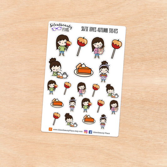 Suzie loves Autumn Treats - Cute Girl Stickers