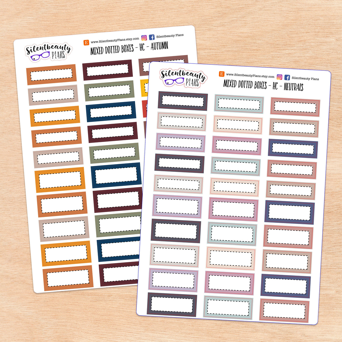 Stitched 1/3 and 1/4 boxes | 2 Sizes | 6 Colour Palettes