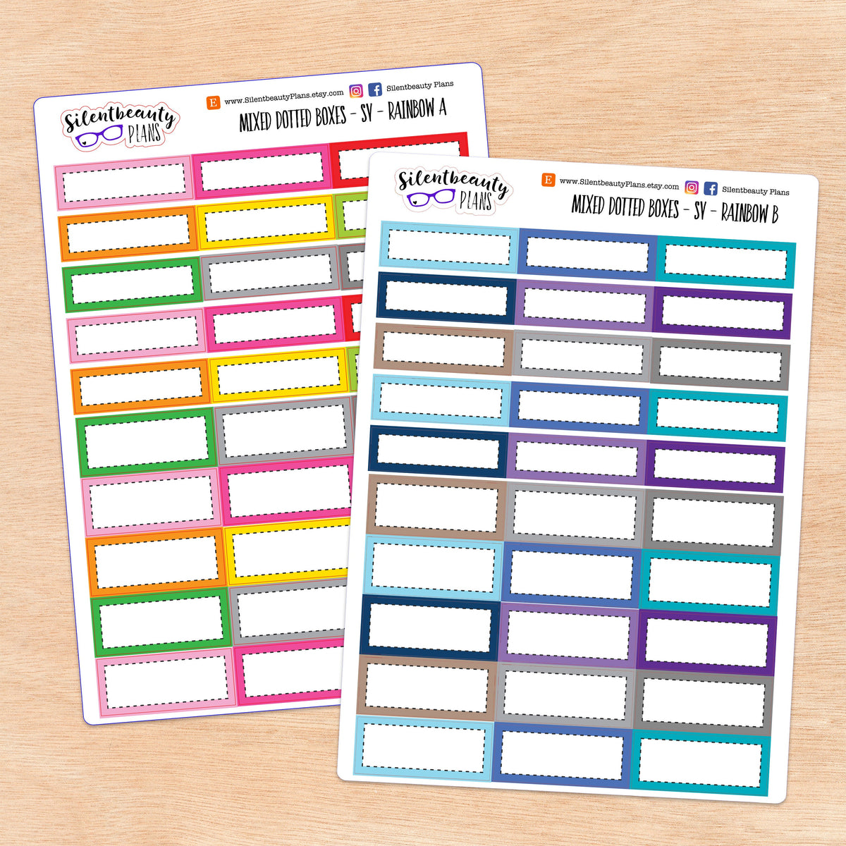Stitched 1/3 and 1/4 boxes | 2 Sizes | 6 Colour Palettes