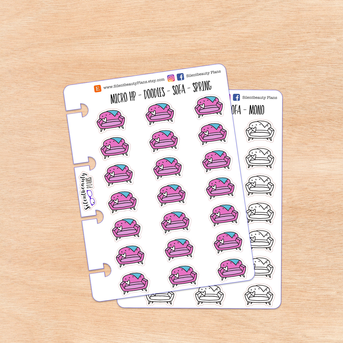 Doodle Sofa Stickers | 4 Colour Options | Micro Disc