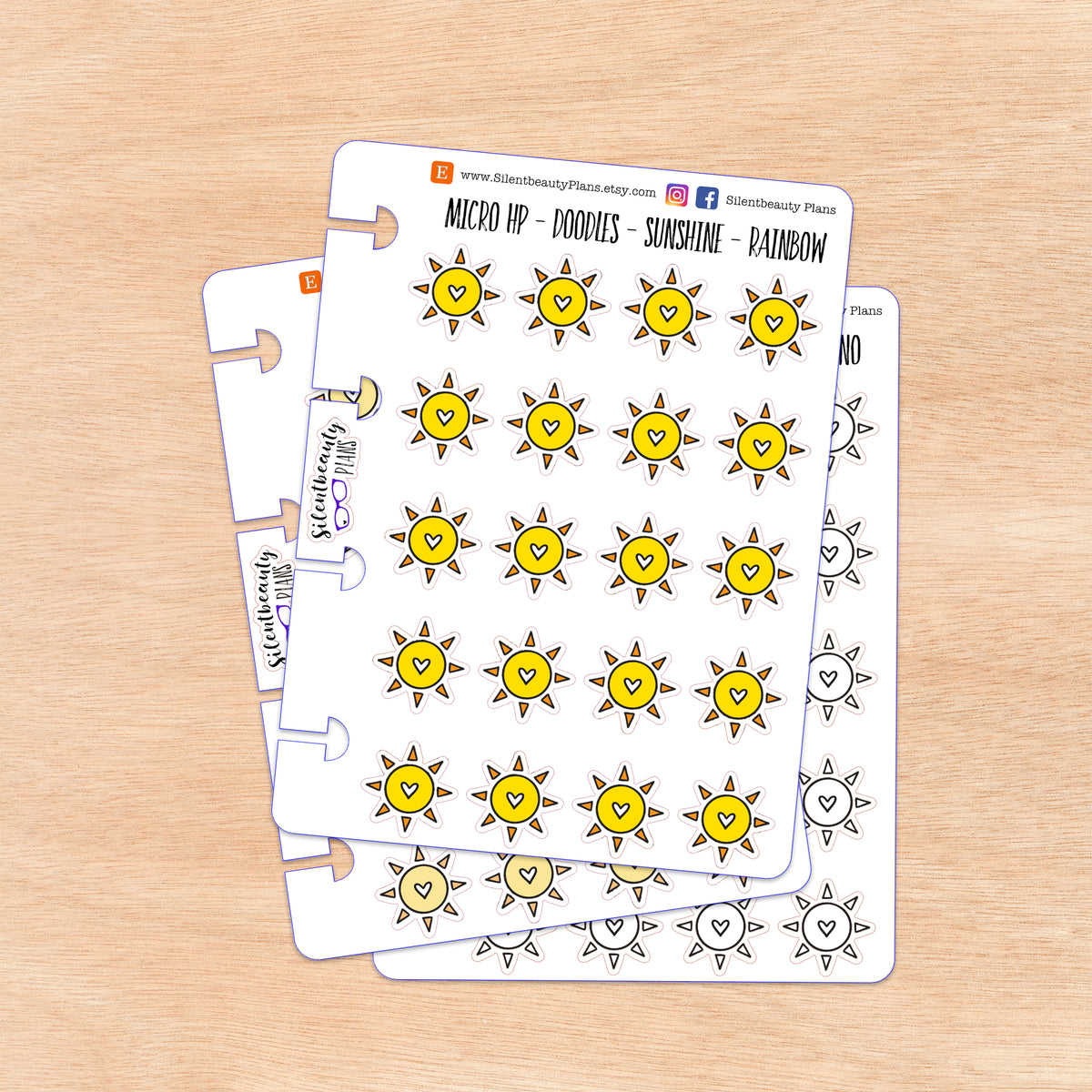 Doodle Sunshine Stickers | 4 Colour Options | Micro Disc
