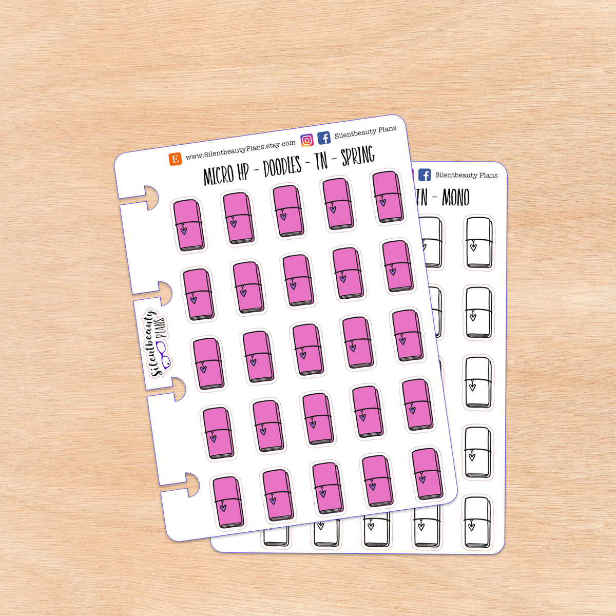 Doodle TN - Travelers Notebook Stickers | 4 Colour Options | Micro Disc