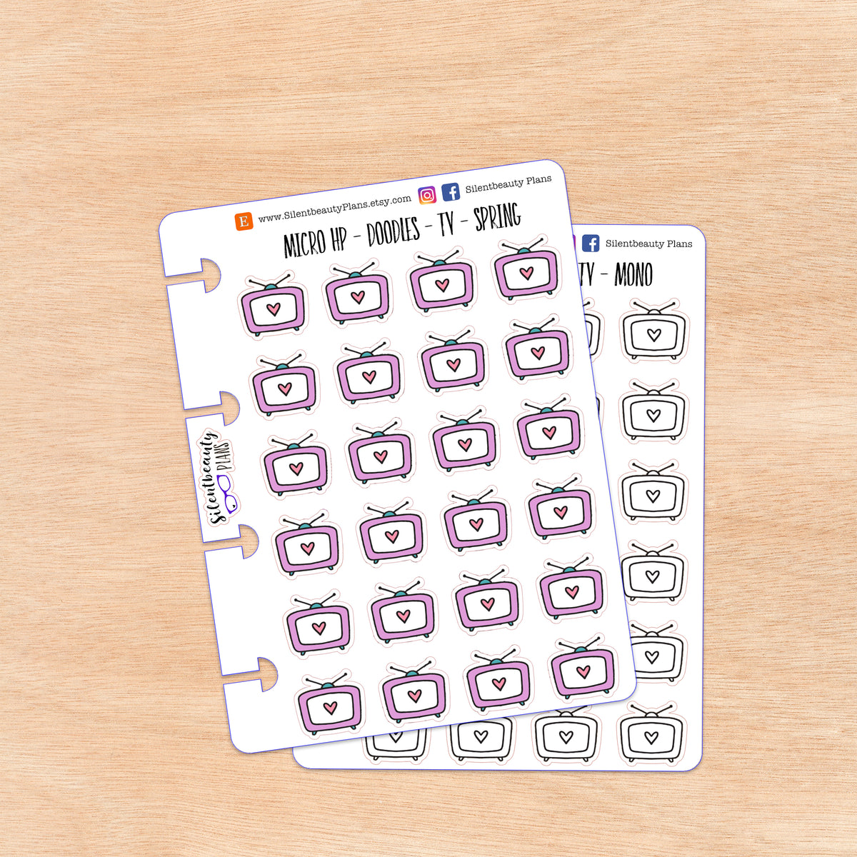 Doodle TV - Cute Television Stickers | 4 Colour Options | Micro Disc