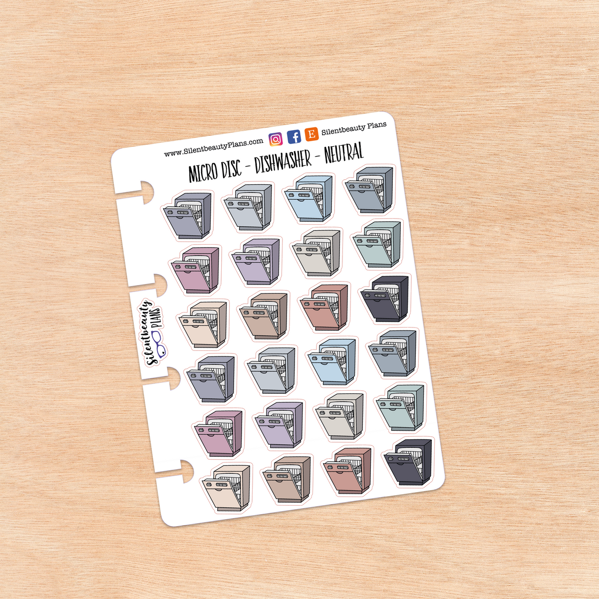 Dishwasher Icon Stickers | 2 Sizes | 4 Colour Options